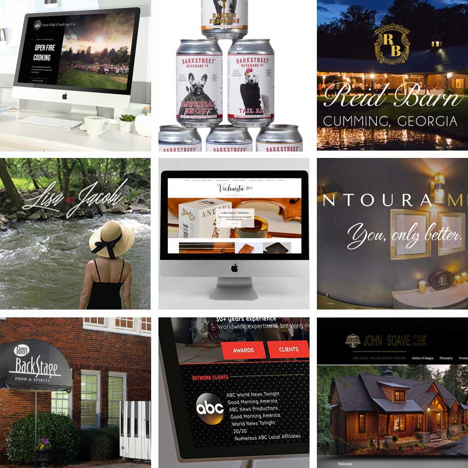 Lisa Jacobi Website Design Services squares showing various website projects of Lisa Jacobi Design